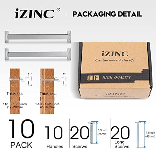 IZINC 10 חבילות מגירת כרום אבץ מוצק מושכות וידיות מגירה, 3 3/4 אינץ '/96 ממ ארון ניקל שמן מושך