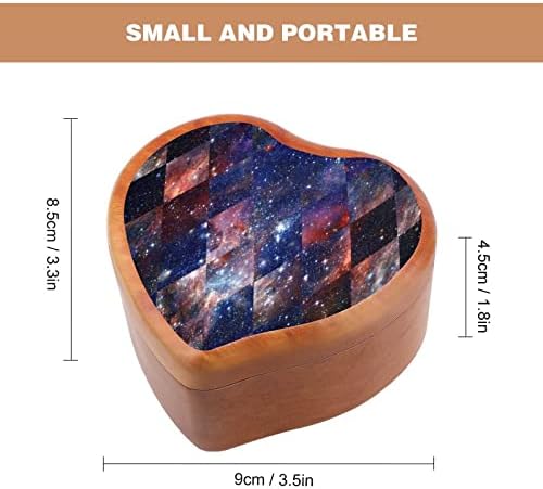 גלקסיה קוסמית עם ערפילית קופסא מוסיקה מעץ צורה בלב קופסאות מוזיקליות קופסאות עץ וינטג 'למתנה