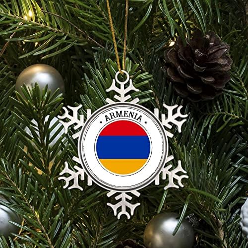 פתית שלג מתכת קישוט תלויה ארמניה דגל קישוטי חג המולד חג בינלאומי 3.2 אינץ