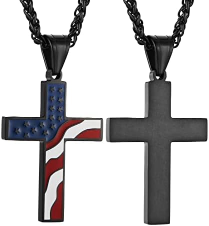 הצמן אמריקאי דגל פטריוטית צלב דתי תכשיטי תליון שרשרת