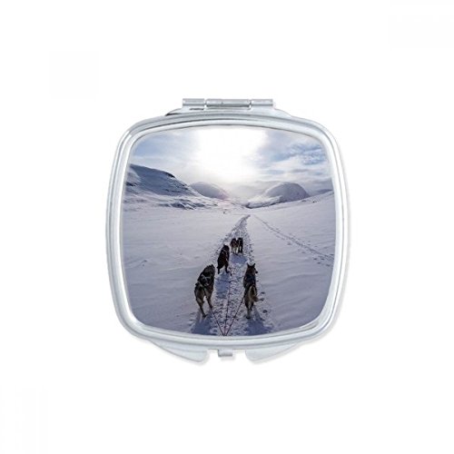 כלב בעלי החיים שלג האסקי תמונה כיכר מראה נייד קומפקטי כיס איפור כפול צדדי זכוכית