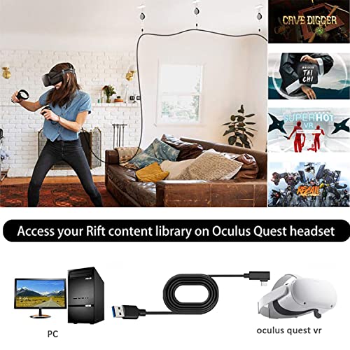 UKIISM עבור Oculus Quest 2 כבל קישור 16ft, כבל אוזניות קישור VR עבור Oculus Quest 2 / Quest 1 ו- PC / Steam VR,