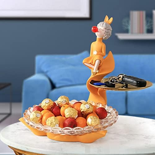 AMAOIS יצירתי שרף חדש קערת פרי כפול עם צלחת ממתקים אור מודרני אור מודרני לקישוטים לשולחן אוכל יוקרתי כמוצג