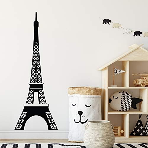 מדבקות אמנות קיר ויניל - מגדל אייפל - 60 x 22 - מדבקת דבק מינימלית חמודה צרפת מודרנית לחובב פריז בית