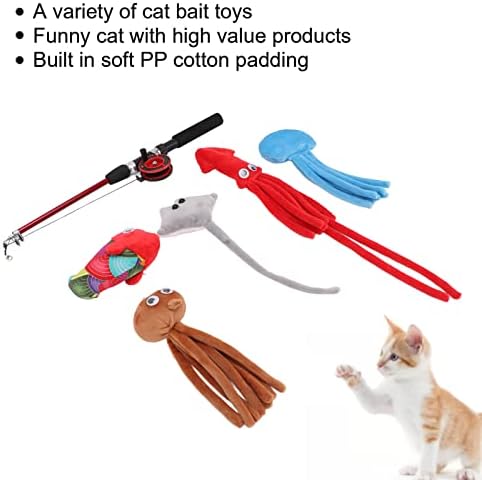 חתול דיג צעצוע מתכוונן אינטראקטיבי מצחיק חתול מקל חליפה עם חכת דיג לגורי חתול צעצוע אינטראקטיבי