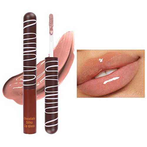 שפתיים סמן כתם שוקולד שפתיים זיגוג לחות לחות לאורך זמן לחות לא דביק עירום מים אור איפור אפקט נשי 5.5 מיליליטר