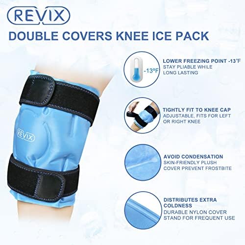 חבילת קרח של Revix להקלה על כאבי ברכיים, גלישת קרח ג'ל לשימוש חוזר לפגיעות ברגליים, נפיחות,