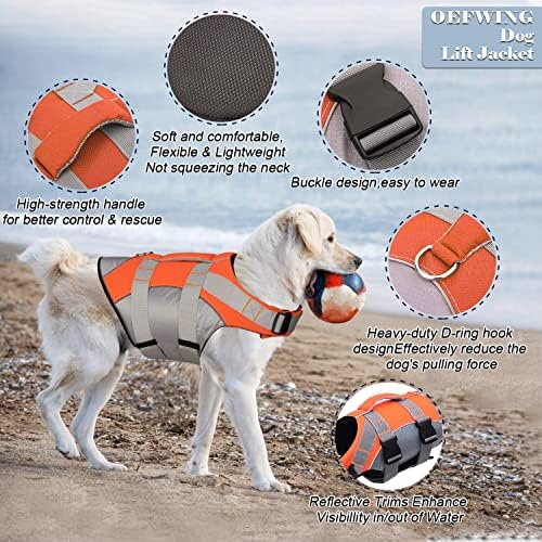 מעיל הצלה לכלבים של Oefwing: Ripstop בטיחות חיי כלבים חיי כלבים מתכווננים משמר חיי כלב עם ציפה