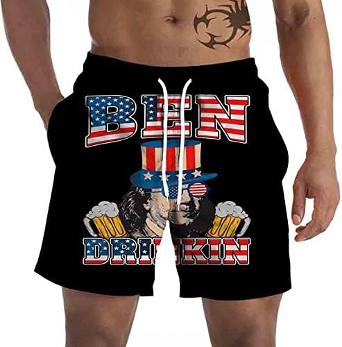 קיץ קצר מכנסיים קצרים לגברים גברים של גרפי חוף מכנסיים מקרית מכנסיים קצרים 3 ד הרביעי של יולי דגל דפוס מגניב