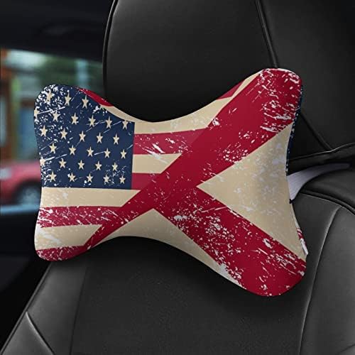 רטרו ארהב ומדינת אלבמה דגל מכונית מכונית כריות צוואר זיכרון קצף רך כרית ראש משענת ראש מנוחה לנהיגה