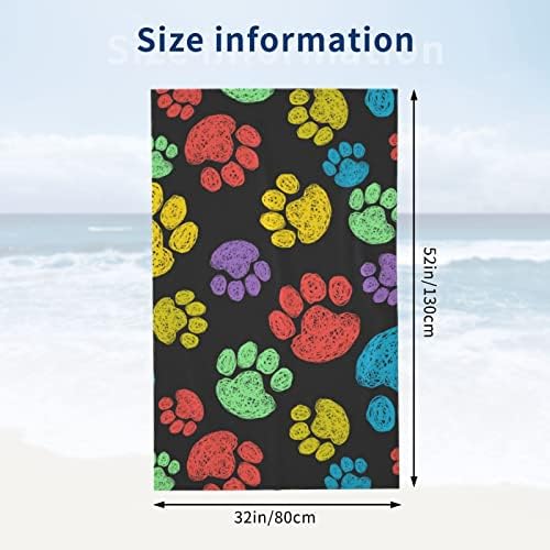 Mixmey Dog Paw Print Print Microfiber רך מגבת רחצה גדולה במיוחד 52 x 32 מגבת חוף סופגת סופגת, מתאימה