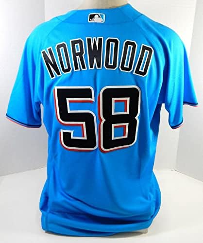מיאמי מרלינס ג'ון נורווד 58 משחק הונפק כחול ג'רזי 46 DP22216 - משחק משומש גופיות MLB