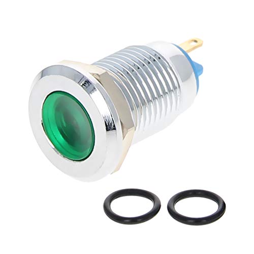 Aicosineg 1pcs מחוון LED תאורה 12V 12V 12 ממ קוטר חור קליפה מתכת טייס מנורה מקף מותאם אישית