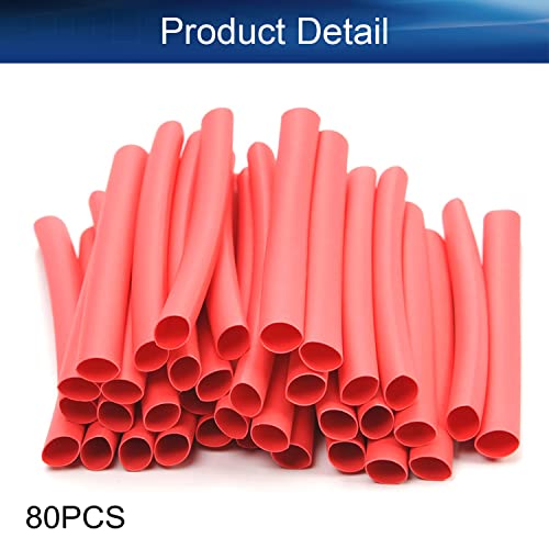 80pcs 80x6 ממ PE צינורות מכווץ חום, בטומשין 2: 1 גלישת חוט EVA אדומה, ערכת חוט כבלים חשמליים,