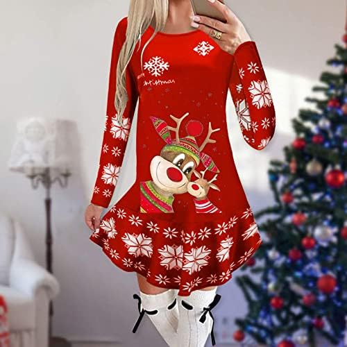 נשים של חג המולד שמלות חמוד מיידי חג תלבושות מודפס טוניקת שמלה