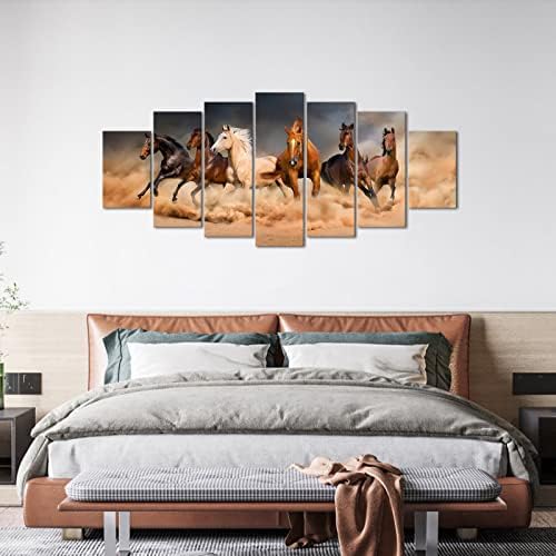 ענק 7 חתיכה ציור ריצה סוס בד קיר אמנות דקור פראי בעלי החיים תמונה הדפסה על בד יצירות אמנות מודרני