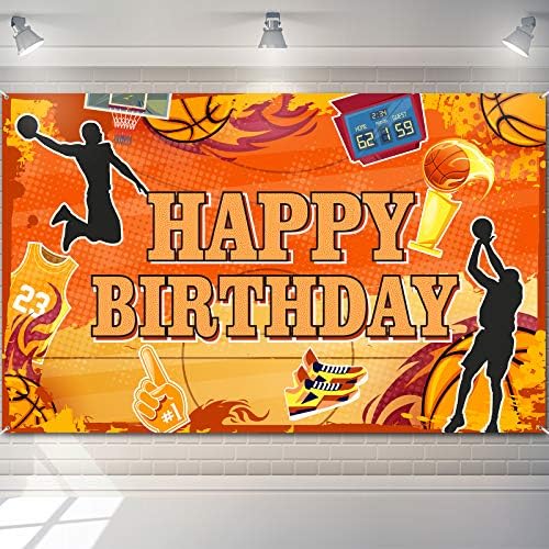 כדורסל יום הולדת שמח רקע באנר כדורסל נושא מסיבת קישוט ספורט נושא יום הולדת צילום רקע אספקת