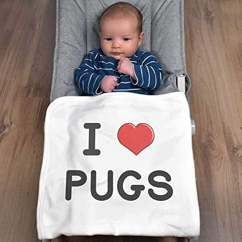 Azeeda 'I Love Pugs' שמיכה / צעיף כותנה כותנה