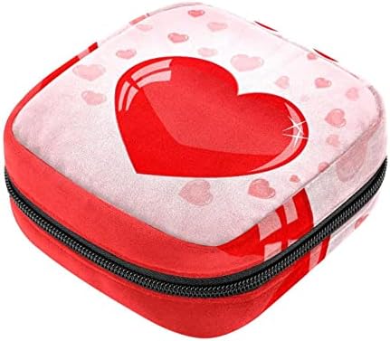 אחסון תיק עבור תחבושות היגייניות, נייד עבור נשים בנות רחיץ לשימוש חוזר, אדום לב ולנטיין