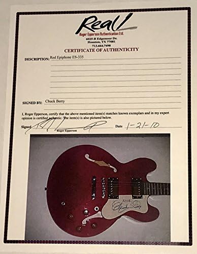 צ ' אק ברי חתם גיטרה אדום אפיפון פראק גוף חתום פ. ס. א. אפפרסון לואה