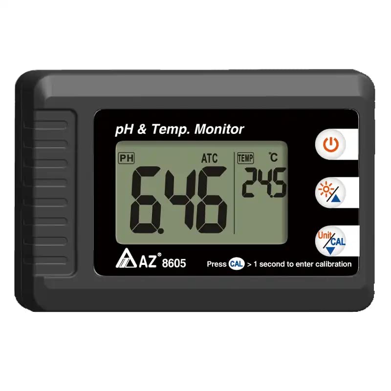 מד ph & טמפרטורה גדול תצוגה גדולה Compact Compact Monitor Monitor 0.00 ~ 14.00 ± 0.1-5.0 ~ 60.0 ℃ ± 0.5 ℃ AZ