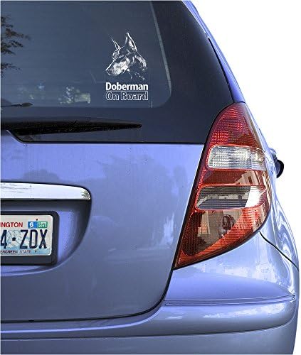 מדבקת מדבקות ויניל ברורה של דוברמן לחלון, דוברמן פינצ'ר שלט כלב הדפס אמנות