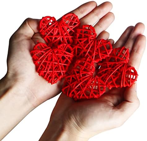 STMK יום האהבה כדורי ראטאן בצורת לב דקורטיביים, 32 יח '2.36 אינץ