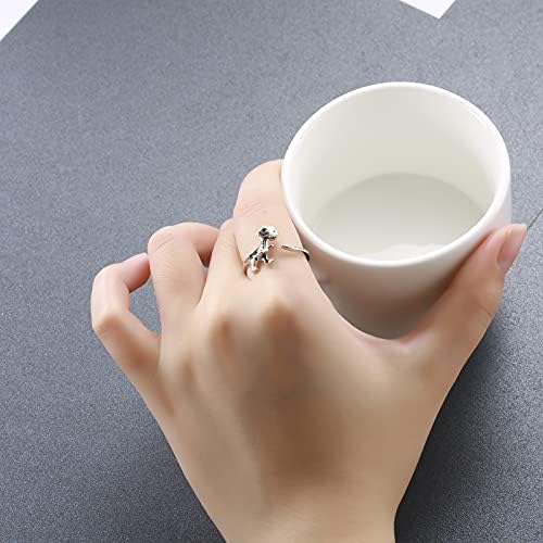 מיקרופון טאי דינוזאור מבטיחים טבעת לנשים 925 סטרלינג כסף החבר הכי טוב מתכוונן טבעות תכשיטי עבור בנות