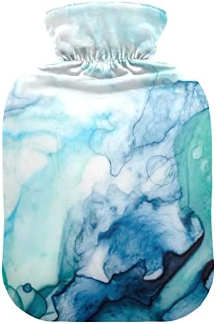 אורנקול לבן טורקיז שיש חם מים בקבוק מופשט כחול אבן אמנות חם מים תיק עם כיסוי עבור חם וקר לדחוס 1 ליטר