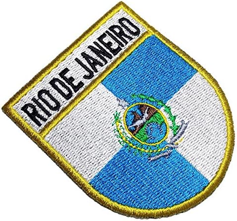 ריו דה ז'ניירו ברזיל מגן מגן סמל תג ברזל טלאי רקום או גודל תפור 2.67 × 3.15 אינץ '.
