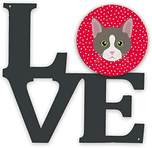 אוצרות קרוליין 5092 ואלב ברזילאי קצר שיער חתול אהבה מתכת קיר יצירות אמנות אהבה, אדום,