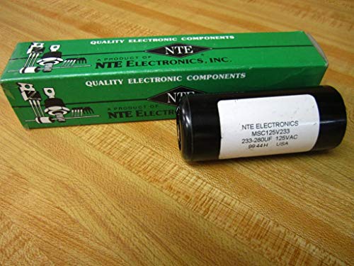 NTE Electronics MSC125V233 סדרת MSC מנוע התחלה קיבול אלקטרוליטי AC, שני מסופי חיבור מהיר של 0.250 , 233-280