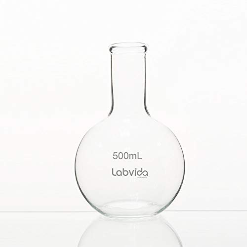 LABVIDA 2 יחידים של זכוכית רותחת צלוחיות של תחתית שטוחה, כרך 500 מל, בורוסיליקט 3.3 זכוכית, LVD002