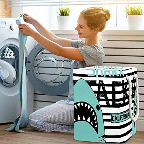 כריש על רקע פסים 300 ד אוקספורד עמיד למים סל בגדים גדול סל כביסה עבור שמיכות בגדים צעצועים בחדר השינה