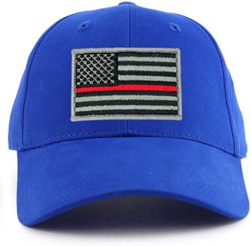 CRAMILCREW קו אדום דק ארהב דגל ארהב דגל גודל נוער כותנה כובע בייסבול מובנה