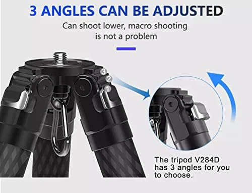 OBO V284D 63.4 אינץ 'מצלמת סיבי פחמן חצובה ומונופוד חצובה קומפקטית מקצועית עם 360 מעלות ראש כדור מסתובב
