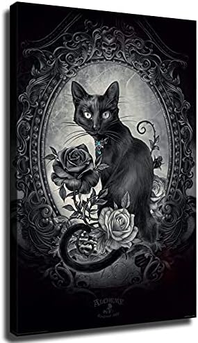 אלכימיה ידידותית paracelsus שחור חתול שחור גותי גותי חדר עיצוב גולגולת אימה מכשפה מכשפה קישוטים וויקנים מגניבים