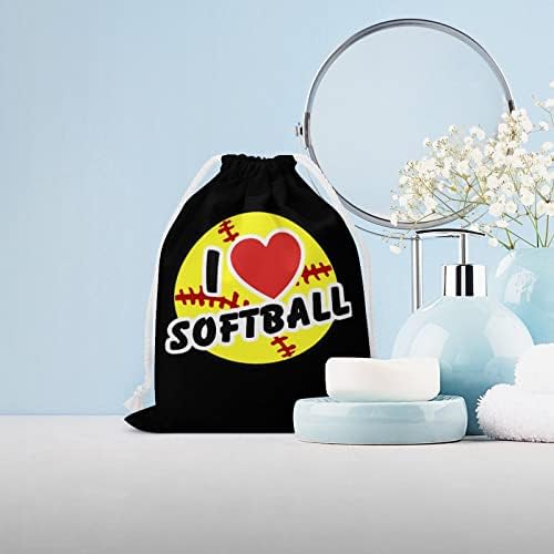 Live Love Love Softball Canvas תיק אחסון לשימוש חוזר לריכת חוט שקית שקית שקית שקית מכולת לטיול ביתי