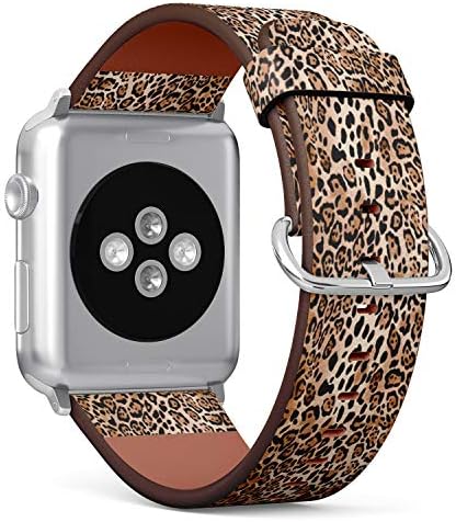 תואם לסדרה Apple Watch 5, 4, 3, 2, 1 צמיד עור צמיד להחלפת פס אביזר + מתאמים - הדפס חיה טבעי