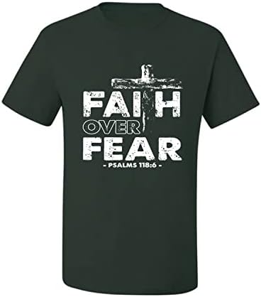 אמונה מעל פחד תהילים 118: 6 חולצת טריקו של גברים נוצרים מעוררי השראה לבנים