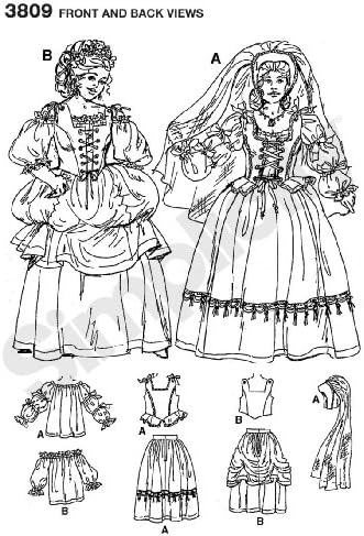 פשטות דפוסי תפירה של רנסנס לנשים ודפוסי תפירה לתלבושות, בגדלים 10-14