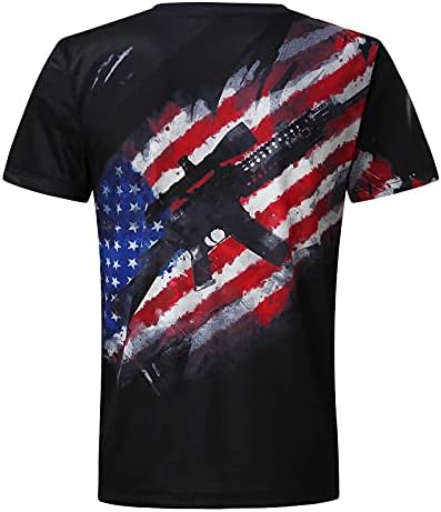 דגל אמריקאי חולצת טריקו קלאסית בכושר לגברים כוכבים ופסים שרוול קצר אימון שרירים פטריוטי אתלטיקה טי