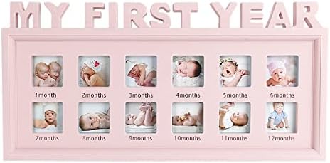 מסגרת צילום מזכרת של תינוק נולדת השנה הראשונה שלי בשנה הראשונה 12 חודש קולאז 'מסגרת תמונה רגע זיכרון אלבום