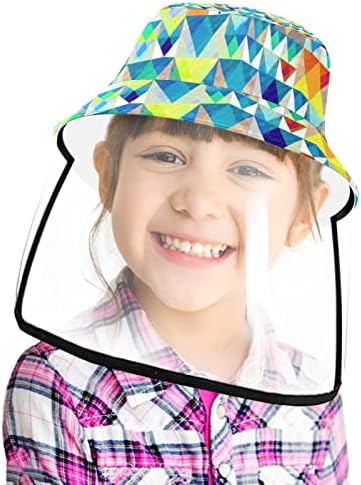 כובע מגן למבוגרים עם מגן פנים, כובע דייג כובע אנטי שמש, משולש קשת מופשט אמנות צבעונית