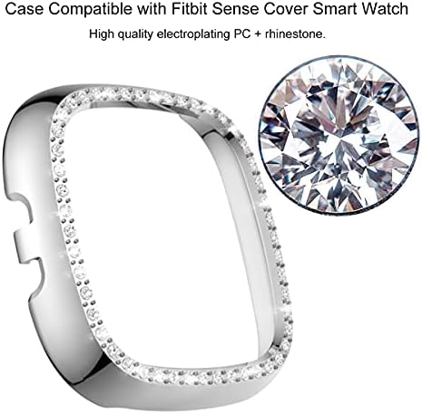 מארז Hujioo תואם למגן מסך Fitbit Sense Watch Watch Smart Bling Bling Diamond PC עבור Fitbit versa 3 מסגרת פגוש