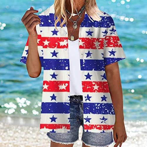 משחק פרו חצאית נשים קיץ הוואי חולצות רך מגניב פרחוני הדפסה קצר שרוול כפתור עד חולצות חולצה נשים