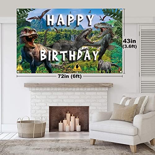 דינוזאור יום הולדת שמח רקע באנר / ג ' ונגל נושא שמח יום הולדת צילום רקע / דינוזאור מסיבת יום הולדת קישוטים
