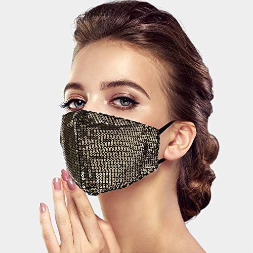 2 יחידות אופנה נצנצים פנים מסכה עם מסנן כיס רחיץ לשימוש חוזר כותנה מסכות לנשים