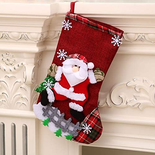 גרבי חג המולד יוטה לילדים שקיות ממתקים מיני גרביים קישוטי עץ חג המולד מסיבה חגיגית קישוט אח חג המולד