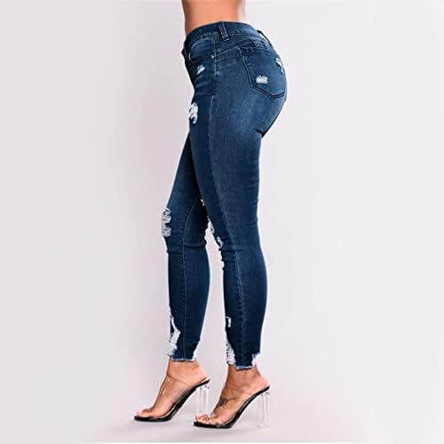 נשים בתוספת גודל הרמת גבוהה התחת מותניים מכנסיים ג 'ינס ג' ינס קרע נשים של ז ' אן בתוספת גודל חותלות עם